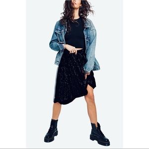 Free People Last Dance Sequin Asymmetrical Skirt Size XS Black NWT $128